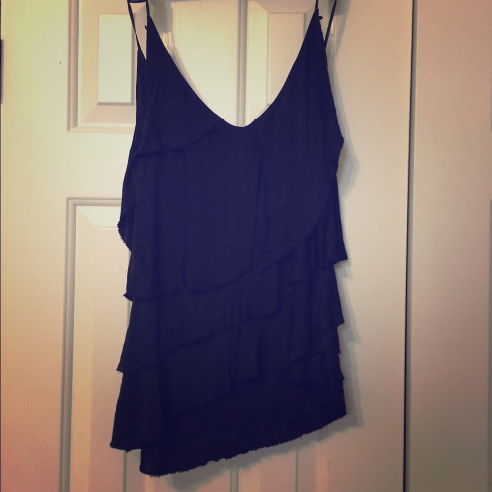 Authentic Prada ruffled black blouse viscose silk